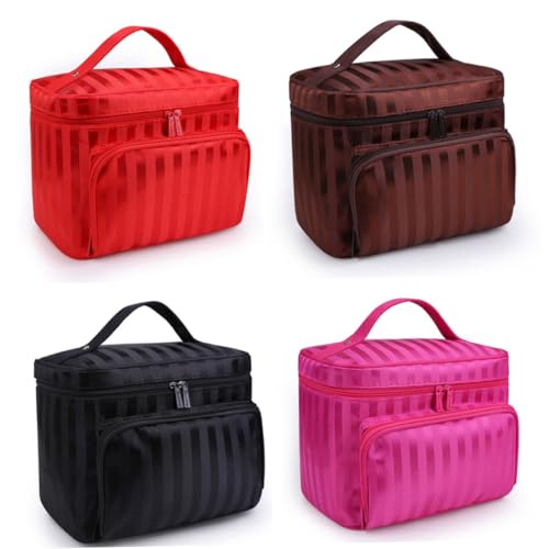 HONMEET wasserdichte Reise-Kosmetiktasche Mit Reißverschluss Nylongewebe Großem Fassungsvermögen Koreanische Streifen Organizer Für Reisen Und Ausflüge von HONMEET