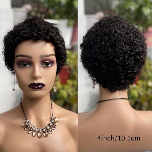 Kurze Afro Perücke aus verworrenen, lockigem Echthaar für Frauen, 4 Zoll lange Pixie-Perücke mit kurzen Locken, natürlich aussehende leimlose,for den täglichen Gebrauch auf Partys und Cosplay.(Black) Kurze Afro Perücke aus verworrenen, lockigem Echthaar für Frauen, 4 Zoll lange Pixie-Perücke mit kurzen Locken, natürlich aussehende leimlose,for den täglichen Gebrauch auf Partys und Cosplay.(Black) von HONRUIDA