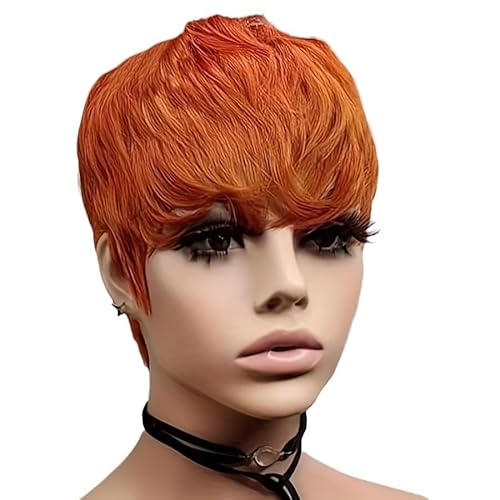 Kurze Pixie Schnitt Perücke für schwarze Frauen, 6 Zoll kurze Locken, Pixie-Schnitt-Perücke Echthaar, Vollmaschinenperücke, hitzebeständige Perücke, for den täglichen Party-Cosplay-Gebrauch.(Orange) Kurze Pixie Schnitt Perücke für schwarze Frauen, 6 Zoll kurze Locken, Pixie-Schnitt-Perücke Echthaar, Vollmaschinenperücke, hitzebeständige Perücke, for den täglichen Party-Cosplay-Gebrauch.(Orange) von HONRUIDA