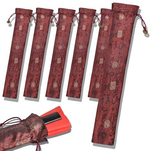 Faltbare Handfächertaschen, 33 cm lang, Rot, 6 Stück (33 cm - 6 Stück) von HONSHEN