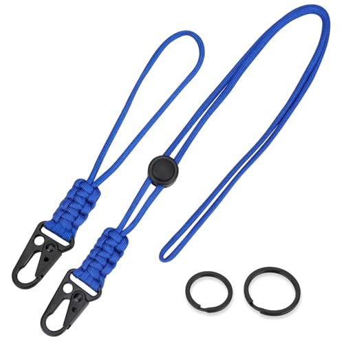 HONZUEN 2 Stück Paracord-Karabiner-Schlüsselanhänger Neck Lanyard Strip Kartenhalter Ausweis Clip keyholder Keyring Keycord Geeignet with für Schlüsselkarten ID Badge Holder Blau HONZUEN 2 Stück Paracord-Karabiner-Schlüsselanhänger Neck Lanyard Strip Kartenhalter Ausweis Clip keyholder Keyring Keycord Geeignet with für Schlüsselkarten ID Badge Holder Blau von HONZUEN