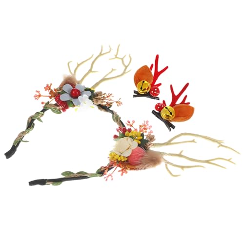 HOODANCOS 1 Satz Niedliche Rentiergeweih Haarclips Stirnband für Festliche Kostüme Halloween Fotorequisiten für Frauen und Mädchen von HOODANCOS