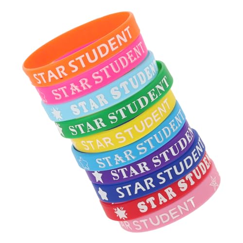 HOODANCOS 10 Stück Farbige Silikonarmbänder Klassenzimmer Belohnungen Schüler Für Kindergarten Ausgefallene Erste Glitzerarmbänder Schulanfang Party Form Junge Kieselgel von HOODANCOS