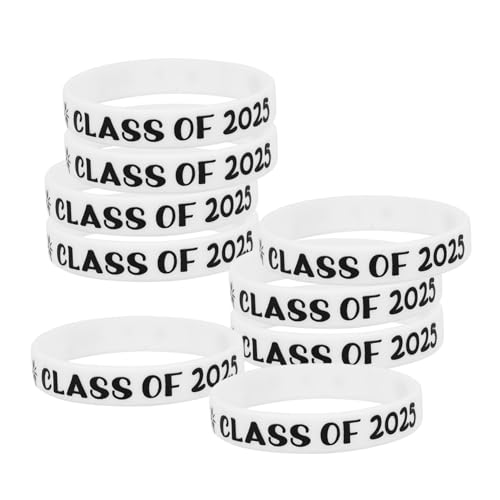 HOODANCOS 10 Stück Silikonarmbänder Graduation Party Armbänder Class Of Congrats Stretch Bands und Strapazierfähig für Studenten Abschlussfeier von HOODANCOS
