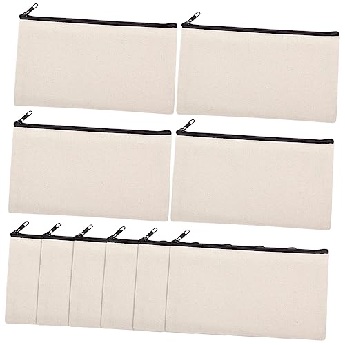 HOODANCOS 10 Stück Teiliges Canvas Zipper Etui Sublimierbare Kosmetiktaschen und Federmäppchen Leichte DIY Make Up und Reiseorganizer mit Reißverschluss Vielseitig für Stifte und Beauty von HOODANCOS