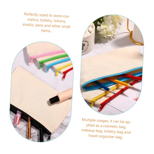 HOODANCOS 10 Stück Teiliges Kosmetikbeutel aus Leinwand mit Reißverschluss Leere DIY Makeup Taschen Langlebige Tragbare Schminktaschen für Reise Alltag und Outdoor Vielseitig Einsetzbar von HOODANCOS