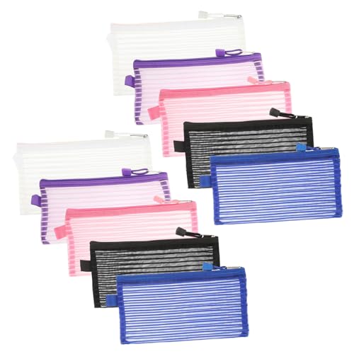 HOODANCOS 10stücke Netztasche Federmäppchen Durchsichtig Mit Reißverschluss Groß Für Stifte Lagerung Organizer Stiftetasche Mit Doppelschichtiger Konstruktion Für Bleistift von HOODANCOS