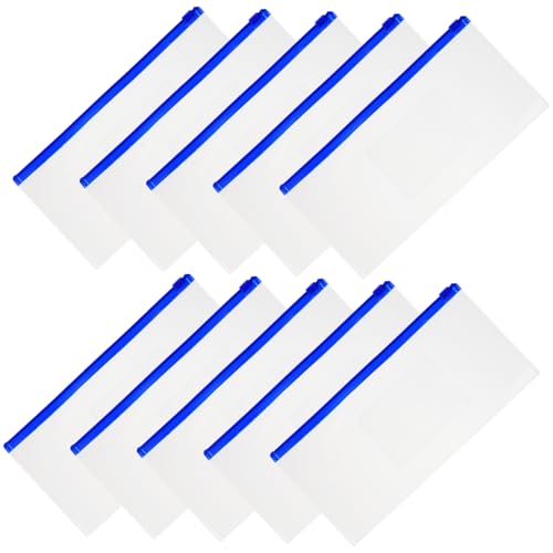 HOODANCOS 10stücke Transparentes Stiftetui Mit Reißverschluss Leichtes Federmäppchen Tragbare Stifttasche Großes Fassungsvermögen Für Schreibwaren Bleistifte Kugelschreiber Lineale von HOODANCOS