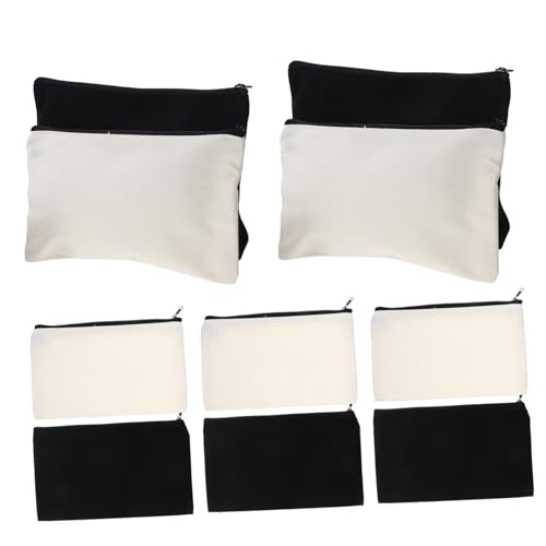HOODANCOS 12 Stück Teiliges Canvas Kosmetiktasche mit Reißverschluss Hitzebeständig für Sublimation Vielseitig Nutzbar als Schmink und Kulturbeutel für Reisen und DIY Kosmetikorganisation von HOODANCOS