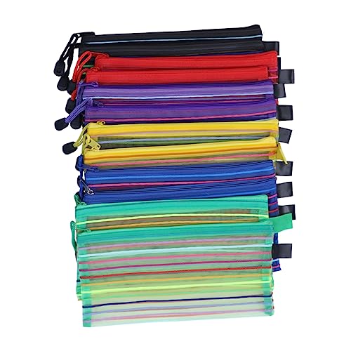 HOODANCOS 12 Stück Teiliges Mesh Stiftetui mit Reißverschluss Leichte Langlebige Federmäppchen für Büro Schule und Reisen Vielseitige Aufbewahrungstaschen in Sechs Farben Tragbar und Robust von HOODANCOS