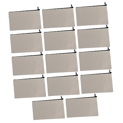 HOODANCOS 14 Stück Teiliges DIY Stoffbeutel zum Bemalen Schlichte Kosmetiktaschen Canvas mit Reißverschluss Vielseitige Aufbewahrung für Schreibwaren Stifte und Mehr Beige mit Schwarzem von HOODANCOS