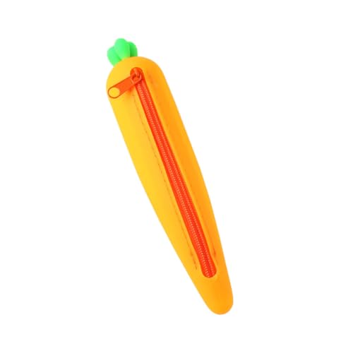 HOODANCOS Karotten Federmäppchen Silikon Federtasche Schüler Schreibwarenetui Cartoon Design Waschbar Für Schule Und Büro von HOODANCOS