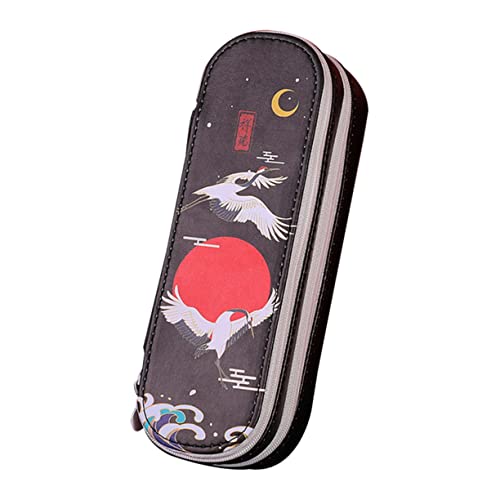 HOODANCOS Federmäppchen Doppellagig Antikes Design Aufbewahrungstasche Für Stifte Und Schreibwaren Robustes Pu-Material Für Studenten Und Erwachsene von HOODANCOS