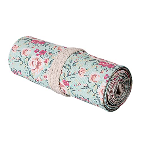 HOODANCOS Handgefertigte Stiftehalter Tasche Aus Segeltuch Mit Blumenmuster Große Kapazität Tragbare Stifte Organizer Rolle Wickelstifthalter Stiftaufbewahrung Organizer von HOODANCOS