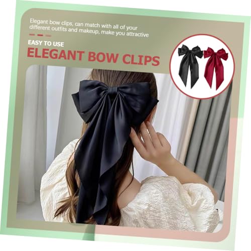 HOODANCOS 2 Stück Große Geschichtete Satin Haarspangen mit Schleifen Modische Haarklammern für Frauen und Mädchen Langlebig Leicht für Alltag und Besondere Anlässe Schwarz und Weinrot von HOODANCOS
