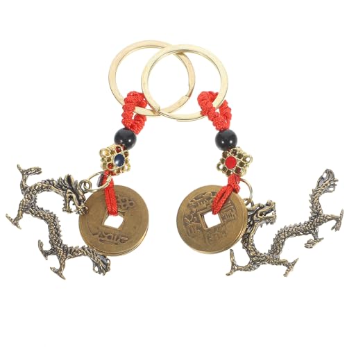 HOODANCOS Drachen-schlüsselanhänger 2 Stück Schlüsselanhänger Taschendekor Kupfer Und Baumwollseil von HOODANCOS