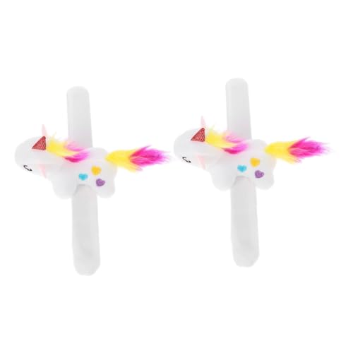 HOODANCOS 2 Stück Plüsch Einhorn Slap Armband Tiermuster Handgelenkband für Partys Dekoratives Armband für Erwachsene Strapazierfähiges Spielzeugarmband von HOODANCOS