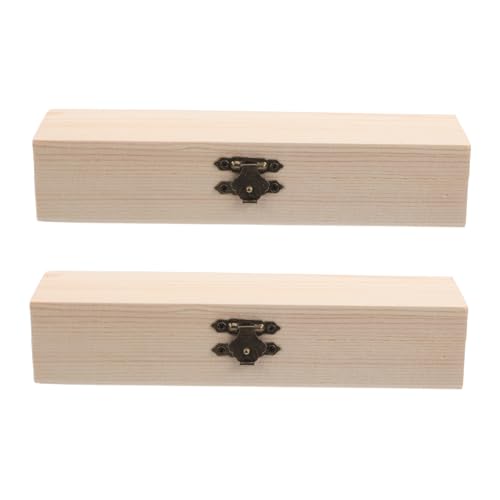 HOODANCOS 2 Stück Teiliges DIY Holz Stifteetui mit Scharnierdeckel Unbehandelte Holz Aufbewahrungsbox für Stifte und Zubehör Handbemalbar Kreative Schreibwaren Organizer für Schule und Büro von HOODANCOS