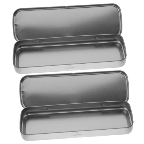 HOODANCOS 2stücke Metall-federmäppchen Aus Strapazierfähigem Weißblech Sichtfenster Deckel Öffnet Aufbewahrung Von Stiften Und Schulsachen von HOODANCOS