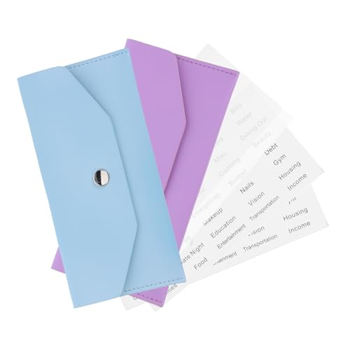 HOODANCOS 2sätze Geldbörse Aus Pu Für Damen Wiederverwendbarer Budget-Umschlag Organizer Für Bargeld Quittungen Schecks Und Karten Mit Knopfverschluss Und Tragbar Für Alltag Und Reisen von HOODANCOS