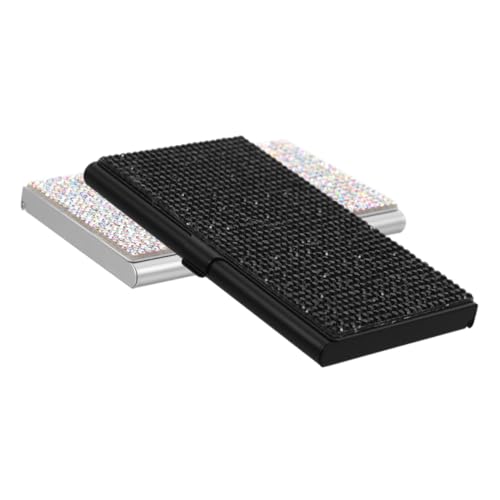 HOODANCOS 2stücke Glänzendes Strass Metall Visitenkartenhalter Aluminium Legierung Kartenhalter Taschenformat Kartenhalter Visitenkarte von HOODANCOS