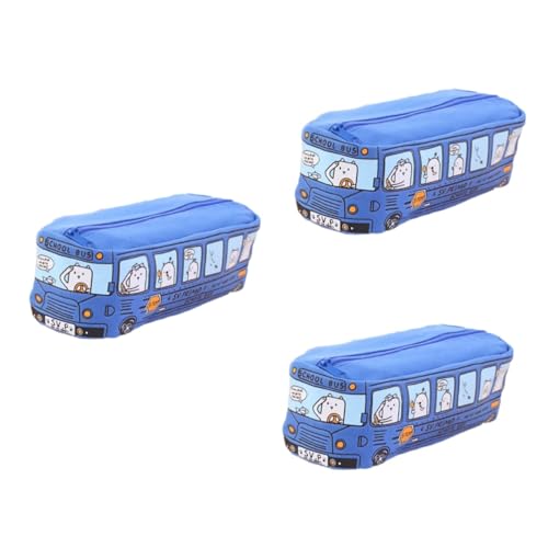 HOODANCOS 3 Stücke Hohe Kapazität Druck Bleistift Box Schule Bus Form Zipper Stift Taschen Kreative Bleistift Fall von HOODANCOS