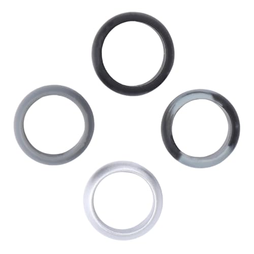 HOODANCOS 4 STÜCKE Teiliges Unisex Silikonringe Breit Flexibel für Sport Fitness Schwimmen Ersatz für Eheringe in Camouflage Schwarz Dunkelgrau Silber von HOODANCOS