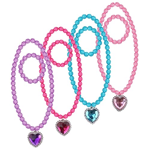HOODANCOS 4 Sätze Prinzessin Schmuckset für Mädchen Teiliges Armband und Halskette Set aus Kinderaccessoires Bequem und Hautfreundlich für Verkleiden von HOODANCOS