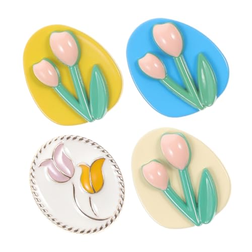 HOODANCOS 4 Stück Teiliges Tulpenknöpfe Legierung Dekorative Modellierende Nähknöpfe für Kleidung DIY Projekte Verschiedenen Farben von HOODANCOS