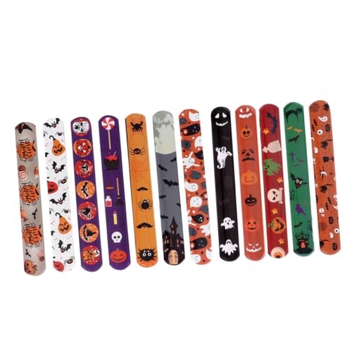 HOODANCOS 48 Stück Armbänder Gastgeschenke Halloween Partyzubehör Themen Armband Kinderarmband Ohrfeige Kreativ Für Bänder Riemen Dekoration Gastgeschenk Zufällige Farbe von HOODANCOS