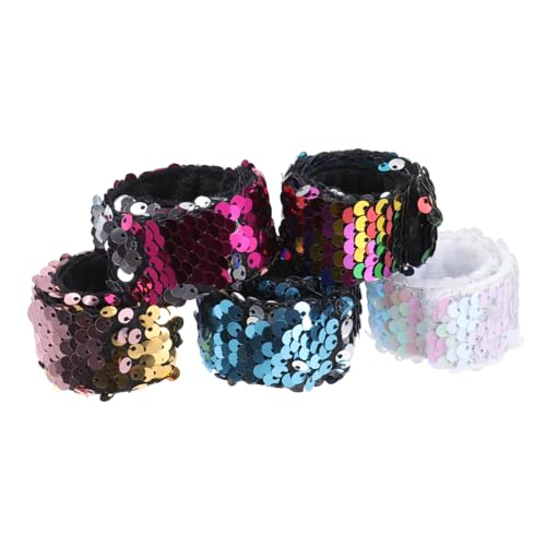 HOODANCOS 5 Stück Teiliges Meerjungfrau Glitzer Armband für Bunte Slap Ringe für Kreative Aktivitäten und Partys Bequem und Hautfreundlich von HOODANCOS