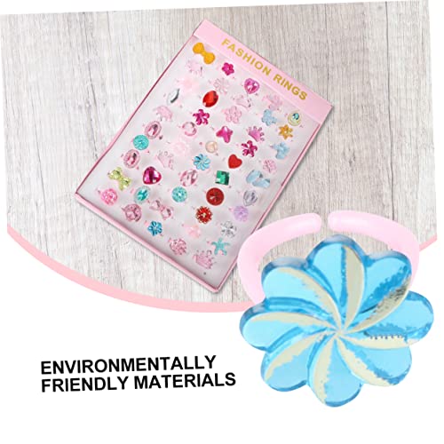 HOODANCOS 50 Stück Teiliges Verstellbares Ring mit Bunten Cartoon Motiven und Leuchtenden Schmucksteinen Sichere Materialien Partygeschenke für Mädchen Passend für Fingergrößen von HOODANCOS
