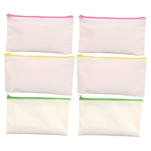 HOODANCOS 6 Stück Teiliges Canvas Stiftemäppchen mit Reißverschluss Große Kapazität Strapazierfähige DIY Malerei Federtasche für Schüler Leichte Stofftasche für Schule und Freizeit von HOODANCOS