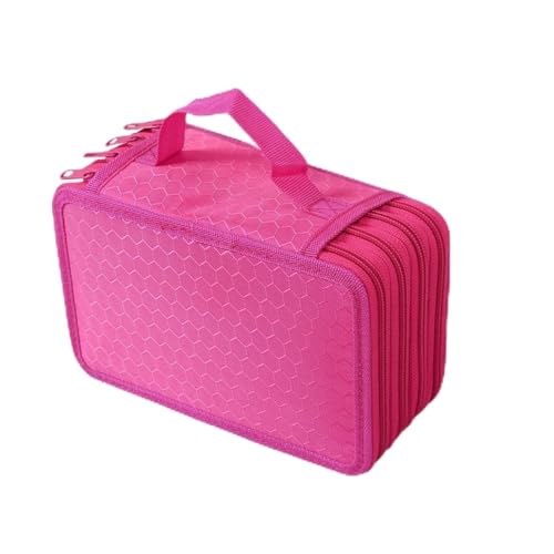 HOODANCOS Federmäppchen Mit Fächern Stifteetui Stiftetasche Für Schüler Schreibwarenbox Mit Reißverschluss Für Kunstschule Büro Reisen Rot von HOODANCOS