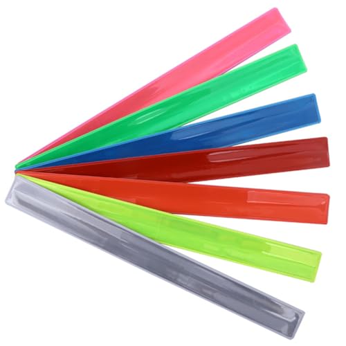 HOODANCOS 7Stücke Leuchtende PVC Handgelenkband Reflektierende Slap Armbänder für Lustiges Partyspielzeug für Geburtstagsfeiern und Bühnenaufführungen Zufällige Farben von HOODANCOS