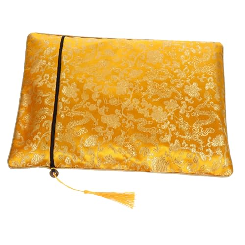 HOODANCOS Zipper Storage Bag Für Bücher Und Schreibwaren Leicht Und Tragbar Für Schule Und Zuhause Gelbes Drachenmuster Optimal Zur Aufbewahrung Von Notizen Stiften Und Papieren von HOODANCOS