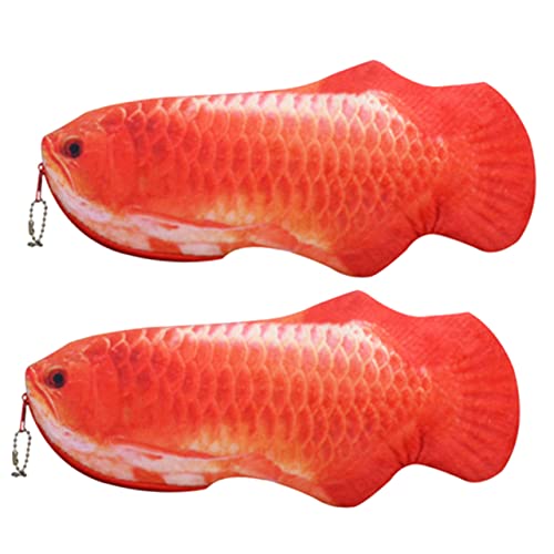 HOODANCOS 2stücke Bleistifttasche Mit Cartoon-Fisch-Design Plüsch-schreibwarenbeutel Tragbar Für Studenten Schreibwarenaufbewahrungstasche Mit Reißverschluss von HOODANCOS