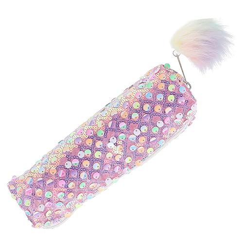 HOODANCOS Glitzer Federmäppchen mit Pailletten Leichter Polyester Stiftetasche mit Reißverschluss Großer Aufbewahrungsbeutel für Schüler Makeup Pencil Bag Robust und Waschbar Rosa von HOODANCOS