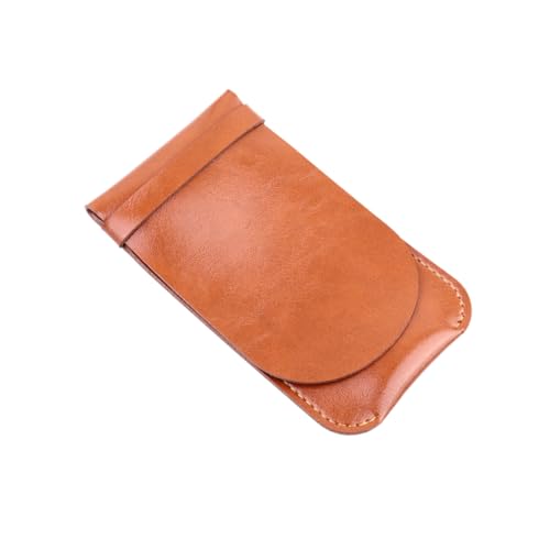 HOODANCOS Leder Stifteetui Vintage Stil Handgefertigte Pen Protective Sleeve Mehrfach Stifte Aufbewahrungstasche Robustes Leder Mäppchen für Büro Schule Zuhause Gelb Praktisch und Handlich von HOODANCOS