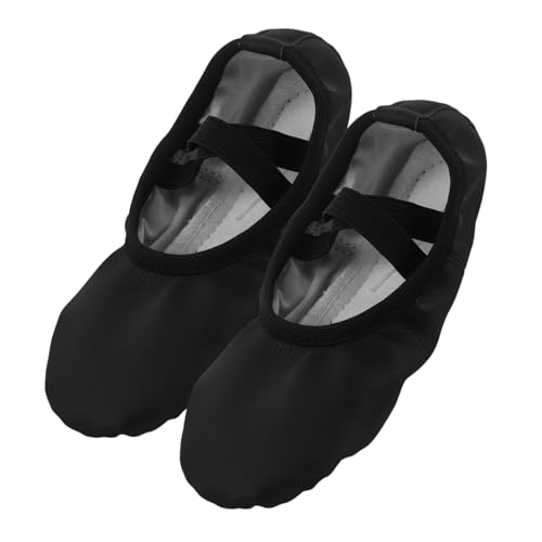 HOODANCOS Pu Ballet Flats mit Weicher Flexibler Sohle No tie Tanzschuhe für Mädchen und Frauen Atmungsaktive Ballettschläppchen für Ballett Yoga Schwarz von HOODANCOS