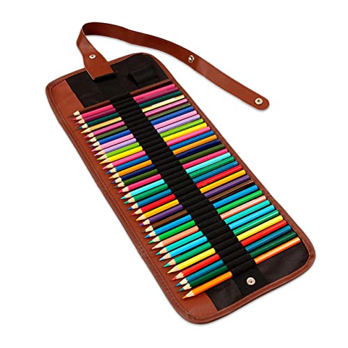 HOODANCOS Rolle up Bleistiftkoffer Schwarz 48 Slots Bleistift Organizer Aus Waschbarem Canvas Für Künstler Und Reisen von HOODANCOS