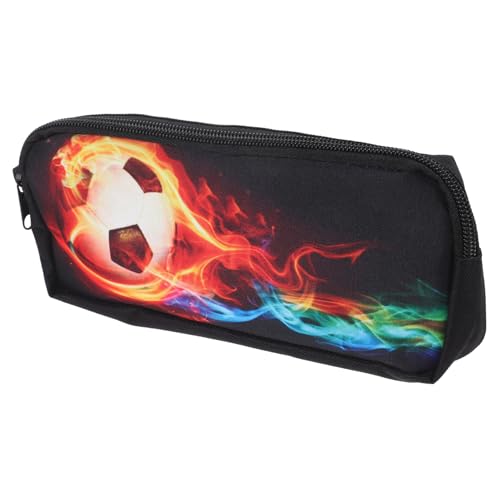 HOODANCOS Schreibwarentasche Für Grundschüler Kosmetiktasche Sportstifthalter Süßes Federmäppchen Fußball-federmäppchen Stifftehalter Etui Bleistiftbeutel Polyester Container Flamme Student von HOODANCOS