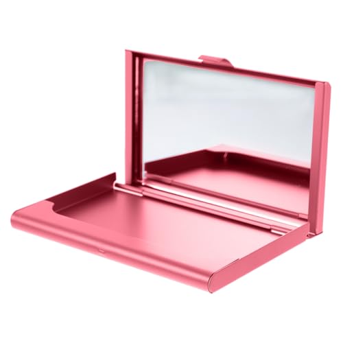 HOODANCOS Stylisches Aluminium Visitenkartenetui mit Integriertem Kosmetikspiegel Tragbarer Business Card Holder für Damen Kompakter Kartenorganizer für Büro Schule und Unterwegs von HOODANCOS