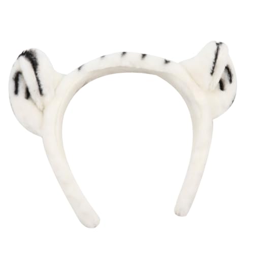 HOODANCOS Weißer Tigerohren Haarreif Tierohren Haarband für Erwachsene Leichtes Bequemes Party Haaraccessoire für Rollenspiele und Karneval Süßes Pelziges Kopfband von HOODANCOS