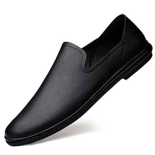 HOOENG Formale Oxford-Schuhe for Herren for Hineinschlüpfen aus einfarbigem Leder mit runder Zehenpartie, rutschfest, rutschfest, rutschfest (Color : Schwarz, Size : 37 EU) von HOOENG