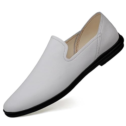 HOOENG Formale Oxford-Schuhe for Herren for Hineinschlüpfen aus einfarbigem Leder mit runder Zehenpartie, rutschfest, rutschfest, rutschfest (Color : Weiß, Size : 39 EU) von HOOENG