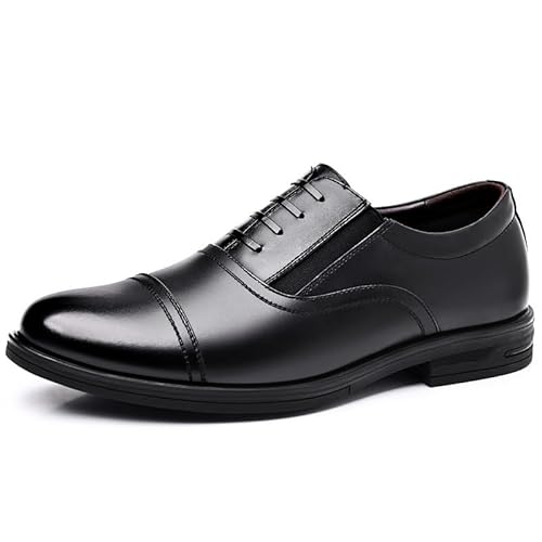 HOOENG Formale Oxford-Schuhe for Herren for Hineinschlüpfen mit runder Zehenpartie, PU-Leder, Cap-Toe-Oxford-Schuhe, Low-Top, rutschfest, Blockabsatz, rutschfeste Gummisohle, for den Außenbereich (Co von HOOENG
