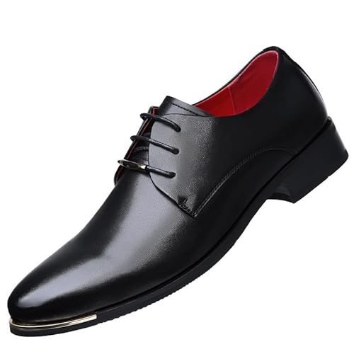 HOOENG Formale Schuhe for Herren for Hineinschlüpfen, Spitze Zehenpartie, Kunstleder-Derby-Schuhe, Blockabsatz, niedrige Spitze, rutschfest, rutschfest, for Arbeiten (Color : Schwarz, Size : 38 EU) von HOOENG