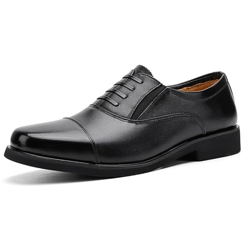 HOOENG Formale Schuhe for Herren for Hineinschlüpfen mit runder Zehenpartie aus Leder mit Kappenzehe, rutschfeste rutschfeste Gummisohle for den Außenbereich (Color : Schwarz, Size : 41 EU) von HOOENG