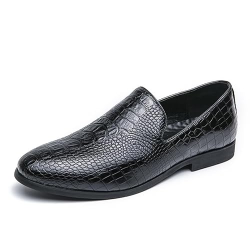 HOOENG Formale Schuhe for Herren for Hineinschlüpfen mit spitzem, brüniertem Zehenbereich, Loafer mit Krokoprägung, rutschfest, niedriger Schaft, Blockabsatz, Gummisohle, rutschfeste Arbeitsweise (Co von HOOENG